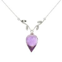 Amethyst and Diamond Pendant Necklace 9.5ct in 9ct White Gold