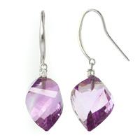 Amethyst and Diamond Drop Earrings 21.5ctw in 9ct White Gold