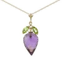 Amethyst and Peridot Pendant Necklace 10.0ctw in 9ct Gold