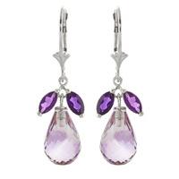 Amethyst Drop Earrings 14.4ctw in 9ct White Gold