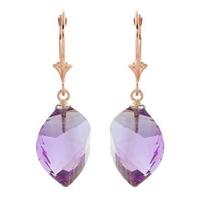 Amethyst Briolette Drop Earrings 21.5ctw in 9ct Rose Gold