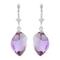 Amethyst Briolette Drop Earrings 21.5ctw in 9ct White Gold