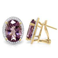 Amethyst and Diamond French Clip Halo Earrings 10.2ctw in 9ct Gold