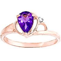 amethyst and diamond ring 065ct in 9ct rose gold