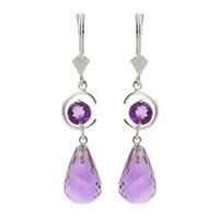 Amethyst Briolette Drop Earrings 11.0ctw in 9ct White Gold