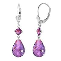 Amethyst Briolette Drop Earrings 11.0ctw in 9ct White Gold