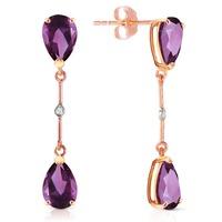 Amethyst and Diamond Drop Earrings 6.0ctw in 9ct Rose Gold