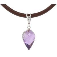 Amethyst and Diamond Leather Pendant Necklace 9.5ct in 9ct White Gold