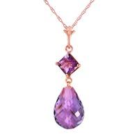 Amethyst Briolette Pendant Necklace 5.5ctw in 9ct Rose Gold