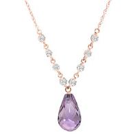 Amethyst and Diamond Pendant Necklace 10.5ct in 9ct Rose Gold