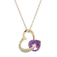 Amethyst and Diamond Pendant Necklace 3.1ct in 9ct Gold