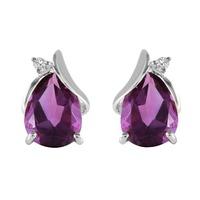 Amethyst and Diamond Stud Earrings 3.1ctw in 9ct White Gold