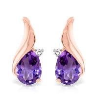 Amethyst and Diamond Stud Earrings 3.1ctw in 9ct Rose Gold