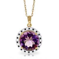 Amethyst and Diamond Halo Pendant Necklace 6.0ct in 9ct Gold