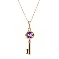 Amethyst Key Charm Pendant Necklace 0.5ct in 9ct Rose Gold