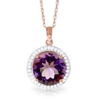 Amethyst and Diamond Halo Pendant Necklace 6.0ct in 9ct Rose Gold