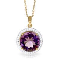 Amethyst and Diamond Halo Pendant Necklace 6.0ct in 9ct Gold