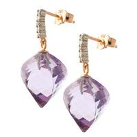 Amethyst and Diamond Stud Earrings 21.5ctw in 9ct Rose Gold