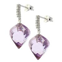 Amethyst and Diamond Stud Earrings 21.5ctw in 9ct White Gold