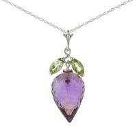 Amethyst and Peridot Pendant Necklace 10.0ctw in 9ct White Gold