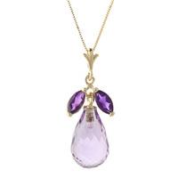 Amethyst Briolette Pendant Necklace 7.2ctw in 9ct Gold