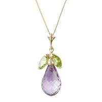 Amethyst and Peridot Pendant Necklace 7.2ctw in 9ct Gold