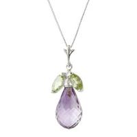 amethyst and peridot pendant necklace 72ctw in 9ct white gold