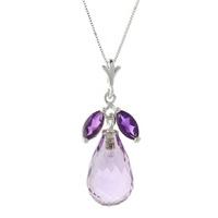 Amethyst Briolette Pendant Necklace 7.2ctw in 9ct White Gold