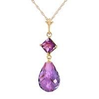 Amethyst Briolette Pendant Necklace 5.5ctw in 9ct Gold