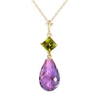 Amethyst and Peridot Pendant Necklace 5.5ctw in 9ct Gold