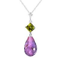 amethyst and peridot pendant necklace 55ctw in 9ct white gold