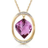 Amethyst and Diamond Pendant Necklace 10.75ct in 9ct Gold