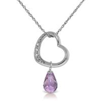 Amethyst and Diamond Pendant Necklace 2.25ct in 9ct White Gold