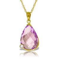 Amethyst and Diamond Chequer Pendant Necklace 5.0ct in 9ct Gold