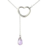 Amethyst Briolette Pendant Necklace 2.25ct in 9ct White Gold