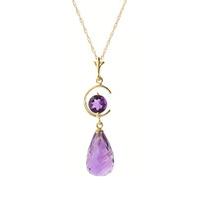 Amethyst Briolette Pendant Necklace 5.5ctw in 9ct Gold