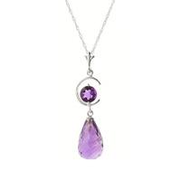 Amethyst Briolette Pendant Necklace 5.5ctw in 9ct White Gold