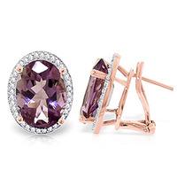 Amethyst and Diamond French Clip Halo Earrings 10.2ctw in 9ct Rose Gold