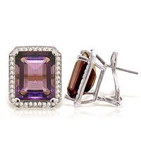 Amethyst and Diamond French Clip Halo Earrings 11.2ctw in 9ct White Gold