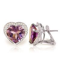 Amethyst and Diamond French Clip Halo Earrings 6.2ctw in 9ct White Gold