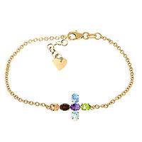 Amethyst, Peridot and Garnet Adjustable Cross Bracelet 1.68ctw in 9ct Gold