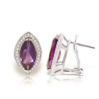 Amethyst and Diamond French Clip Halo Earrings 3.3ctw in 9ct White Gold