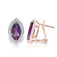 Amethyst and Diamond French Clip Halo Earrings 3.3ctw in 9ct Rose Gold