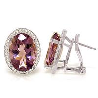 Amethyst and Diamond French Clip Halo Earrings 10.2ctw in 9ct White Gold