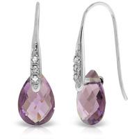 Amethyst and Diamond Drop Earrings 6.0ctw in 9ct White Gold