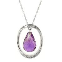 Amethyst and Diamond Pendant Necklace 9.5ct in 9ct White Gold