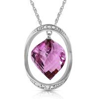 Amethyst and Diamond Pendant Necklace 10.75ct in 9ct White Gold