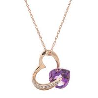 Amethyst and Diamond Pendant Necklace 3.1ct in 9ct Rose Gold