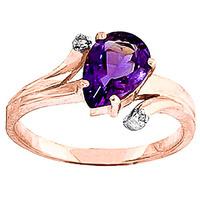 Amethyst and Diamond Flank Ring 1.5ct in 9ct Rose Gold