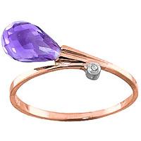 Amethyst and Diamond Droplet Ring 1.5ct in 9ct Rose Gold